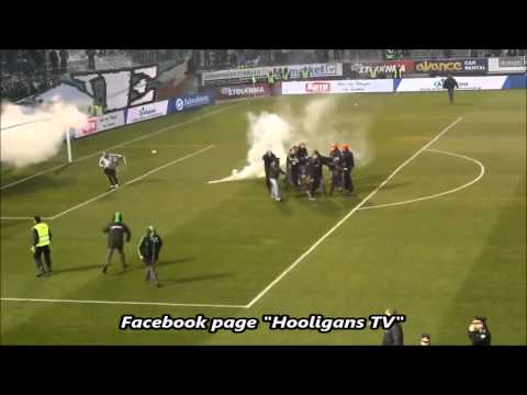 Riots before the match Panathinaikos - Olympiakos Gate 13 in action